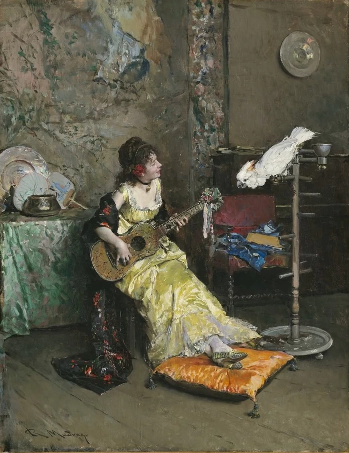 Raimundo Madrazo - Donna con un pappagallo, Clark Art Institute, Williamstown